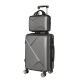 Wanderlite 2Set 20 Inch Luggage Case with 12 Inch Handheld Luggage Box Hard Shell Travel Suitcase TSA Lock Dark Grey - Close-Up Angle