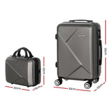 Wanderlite 2Set 20 Inch Luggage Case with 12 Inch Handheld Luggage Box Hard Shell Travel Suitcase TSA Lock Dark Grey - Front View