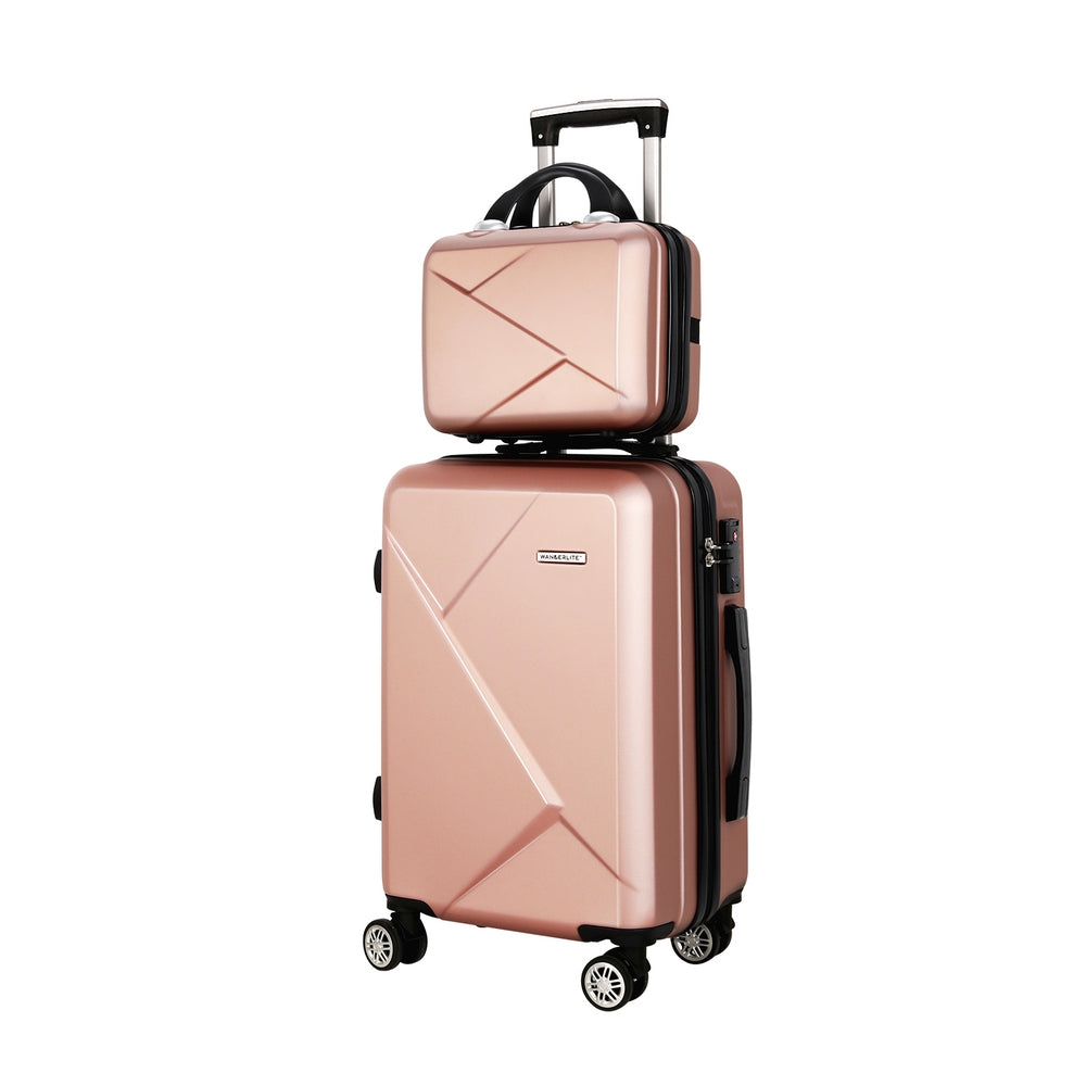 Wanderlite 2Set 20 Inch Luggage Case with 12 Inch Handheld Luggage Box Hard Shell Travel Suitcase TS