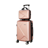 Wanderlite 2Set 20 Inch Luggage Case with 12 Inch Handheld Luggage Box Hard Shell Travel Suitcase TSA Lock  Rose Gold - Close-Up Angle