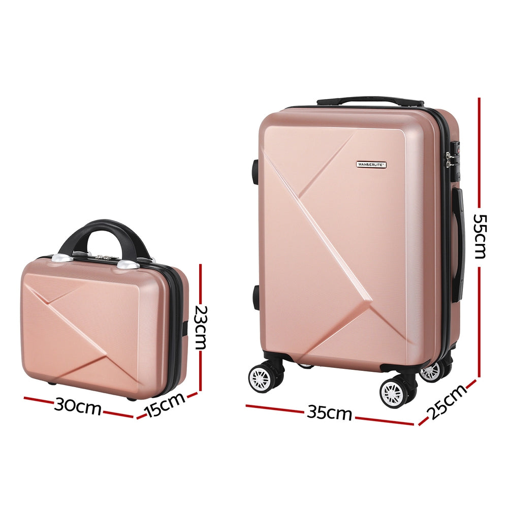 Wanderlite 2Set 20 Inch Luggage Case with 12 Inch Handheld Luggage Box Hard Shell Travel Suitcase TS