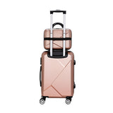 Wanderlite 2Set 20 Inch Luggage Case with 12 Inch Handheld Luggage Box Hard Shell Travel Suitcase TSA Lock  Rose Gold - Side View