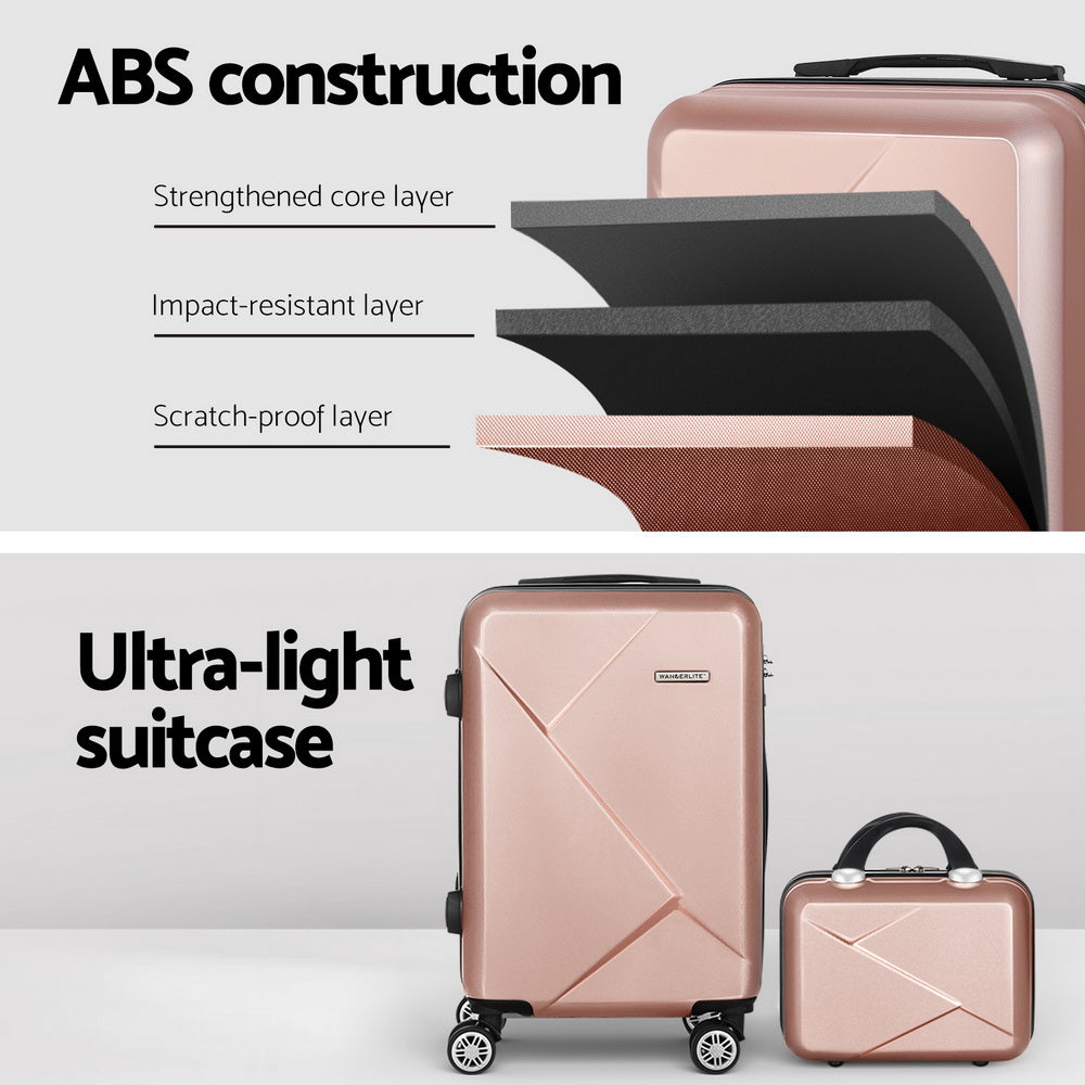 Wanderlite 2Set 20 Inch Luggage Case with 12 Inch Handheld Luggage Box Hard Shell Travel Suitcase TS