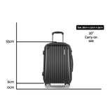 Wanderlite 20 Inch Luggage with Zipper Lock Carry On Hard Shell Travel Suitcase Luggage Case Black - Front View
