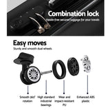 Wanderlite 20 Inch Luggage with Zipper Lock Carry On Hard Shell Travel Suitcase Luggage Case Black - 45-Degree Angle