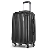 Wanderlite 24 Inch Luggage with TSA Lock Spinner Travel Suitcase Carry On Hard Shell Luggage Case Black - Low Angle