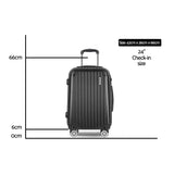Wanderlite 24 Inch Luggage with TSA Lock Spinner Travel Suitcase Carry On Hard Shell Luggage Case Black - Front View