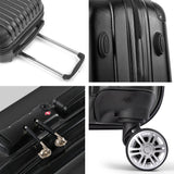 Wanderlite 24 Inch Luggage with TSA Lock Spinner Travel Suitcase Carry On Hard Shell Luggage Case Black - Close-Up Angle