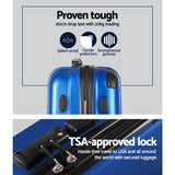 Wanderlite 28 Inch Luggage with TSA Lock Spinner Carry On Hard Shell Travel Suitcase Luggage Case Blue - Top-Down View