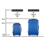 Wanderlite 20-28 Inch Luggage 2Set with TSA Lock Spinner Carry On Hard Shell Travel Suitcase Luggage Case Blue - Front View