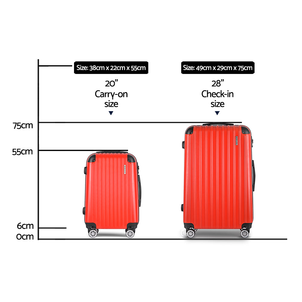 Wanderlite 20-28 Inch Luggage 2Set with TSA Lock Spinner Carry On Hard Shell Travel Suitcase Luggage