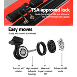 Wanderlite 20-28 Inch Luggage 2Set with TSA Lock Spinner Carry On Hard Shell Travel Suitcase Luggage Case Red - 45-Degree Angle