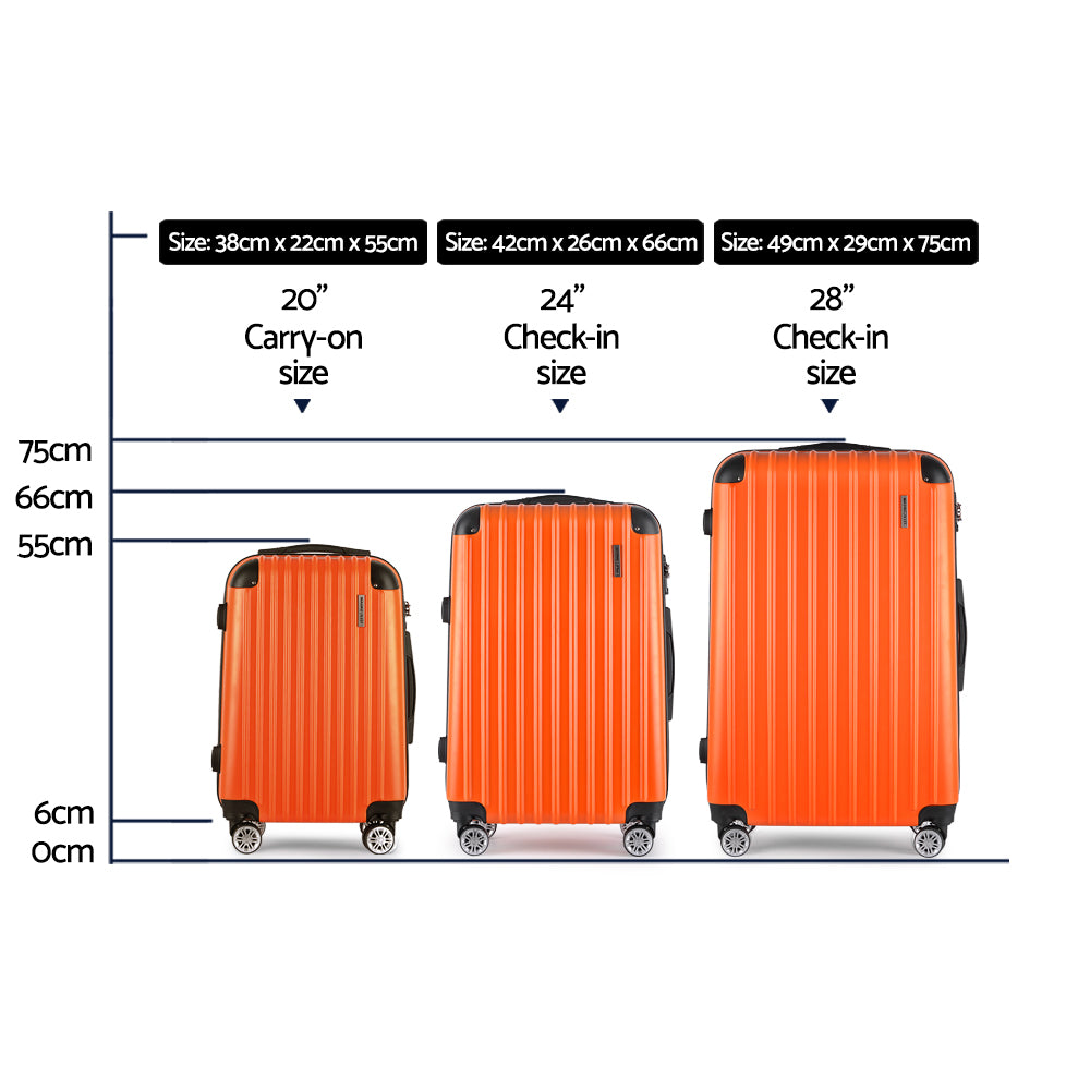 Wanderlite 20-24-28 Inch Luggage 3Set with TSA Lock Spinner Carry On Hard Shell Travel Suitcase Lugg