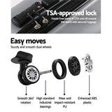 Wanderlite 3pc Luggage Trolley Travel Set Suitcase Carry On TSA Lock Hard Case Lightweight Silver - Top-Down View