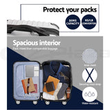 Wanderlite 3pc Luggage Trolley Travel Set Suitcase Carry On TSA Lock Hard Case Lightweight Silver - 45-Degree Angle