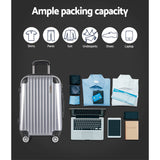 Wanderlite 3pc Luggage Trolley Travel Set Suitcase Carry On TSA Lock Hard Case Lightweight Silver - Rear View