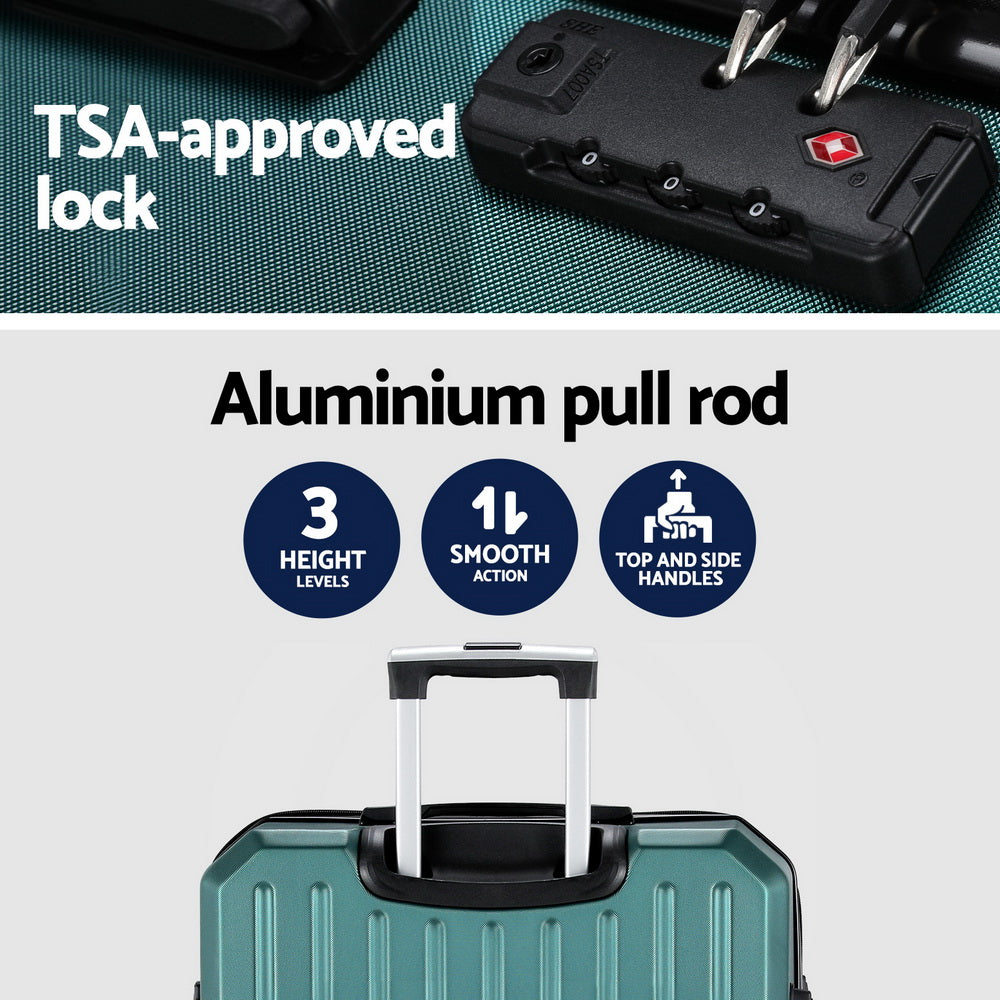 Wanderlite 28-inch Luggage Set with TSA Lock?ABS Hard Shell Travel Suitcase Organiser Luggage Case Atrovirens