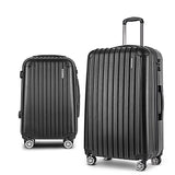 Wanderlite 20in 28in Luggage 2Set with Zipper Lock Carry On Hard Shell Travel Suitcase Luggage Case Black - Low Angle