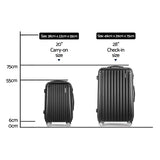 Wanderlite 20in 28in Luggage 2Set with Zipper Lock Carry On Hard Shell Travel Suitcase Luggage Case Black - Front View