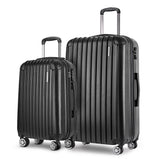 Wanderlite 20in 28in Luggage 2Set with Zipper Lock Carry On Hard Shell Travel Suitcase Luggage Case Black - Side View