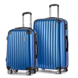 Wanderlite 2 Set Luggage 20-28 Inch with Zipper Lock Carry On Hard Shell Travel Suitcase Luggage Case Blue - Side View