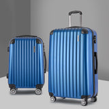 Wanderlite 2 Set Luggage 20-28 Inch with Zipper Lock Carry On Hard Shell Travel Suitcase Luggage Case Blue
