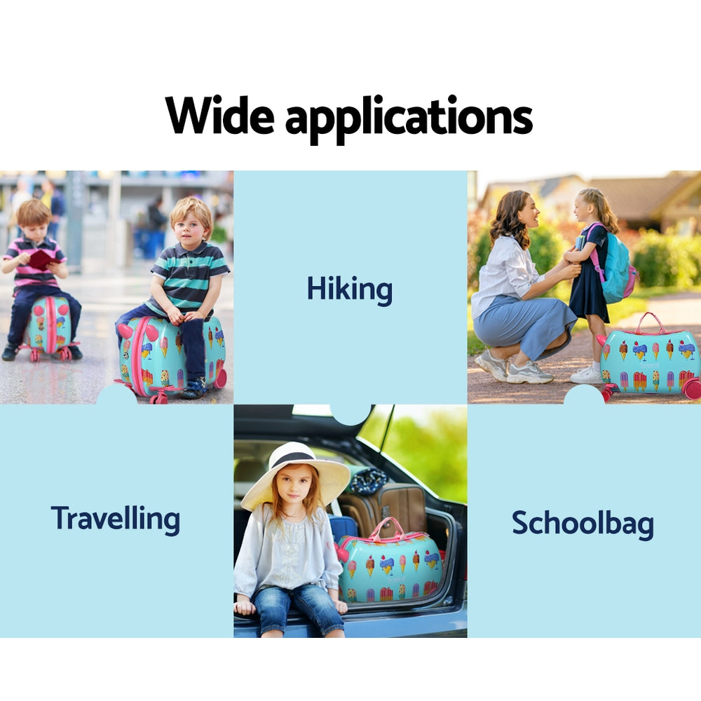 Wanderlite 17 Kids Ride On Luggage Children Suitcase Trolley Travel Ice Cream
