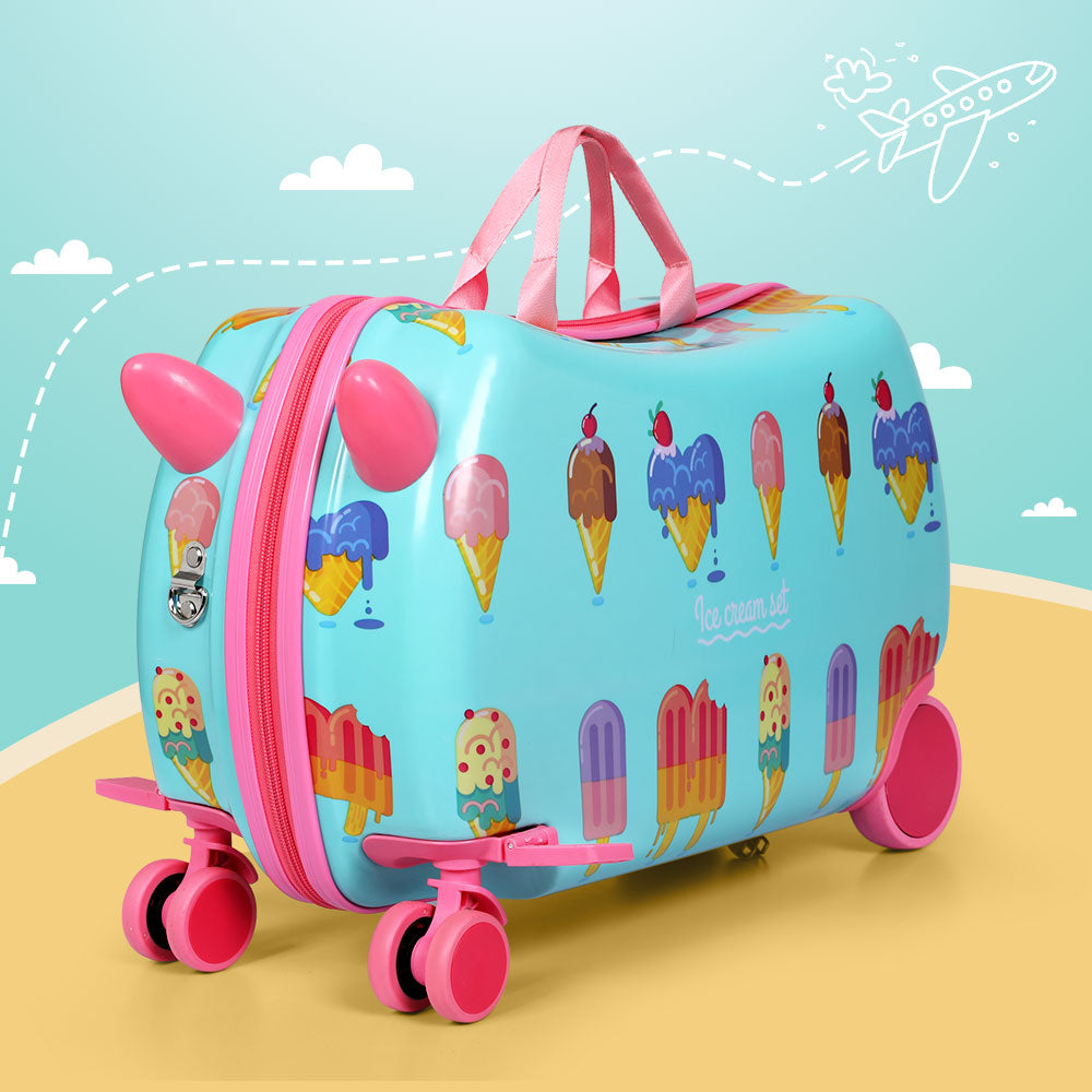 Wanderlite 17 Kids Ride On Luggage Children Suitcase Trolley Travel Ice Cream