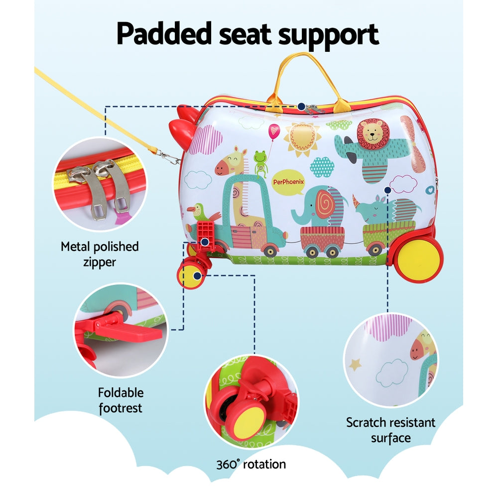 Wanderlite 17 Kids Ride On Luggage Children Suitcase Trolley Travel Zoo