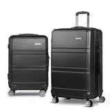 Wanderlite 2Set 20-28 Inch Luggage with TSA Lock Spinner Travel Suitcase Carry On Hard Shell Luggage Case Black - Low Angle