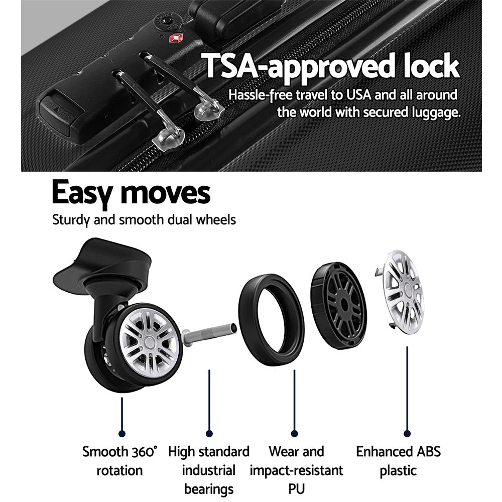 Wanderlite 3Set 20-24-28 Inch Luggage with TSA Lock Spinner Travel Suitcase Carry On Hard Shell Lugg
