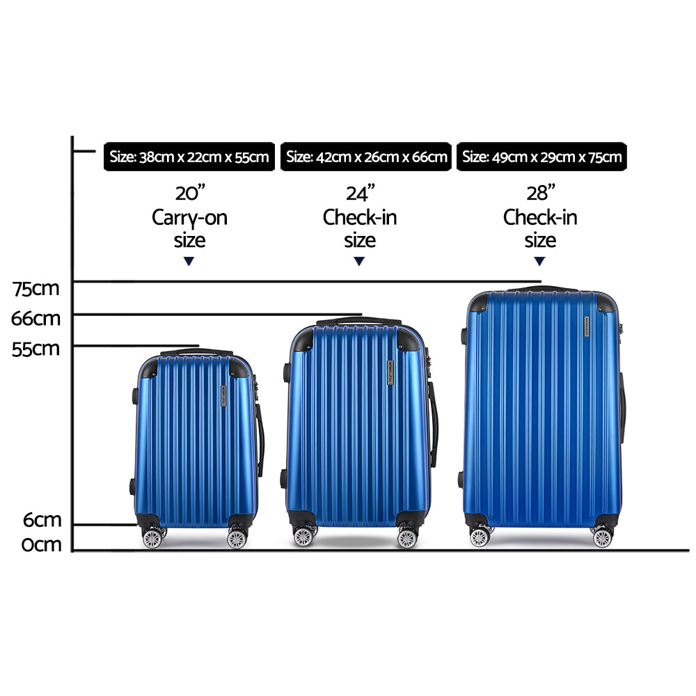 Wanderlite 3 Set Luggage 20-24-28 Inch with TSA Lock Spinner Hard Shell Travel Suitcase Luggage Orga
