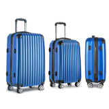 Wanderlite 3 Set Luggage 20-24-28 Inch with TSA Lock Spinner Hard Shell Travel Suitcase Luggage Organiser Case Blue - Side View