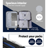 Wanderlite 3 Set Luggage 20-24-28 Inch with TSA Lock Spinner Hard Shell Travel Suitcase Luggage Organiser Case Blue - Rear View