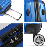 Wanderlite 3 Set Luggage 20-24-28 Inch with TSA Lock Spinner Hard Shell Travel Suitcase Luggage Organiser Case Blue - Close-Up Angle