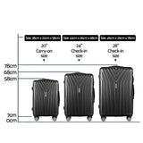 Wanderlite 3 Set Luggage 20-24-28 Inch Suitcase with TSA Lock Carry On Hard Shell Travel Luggage Org
