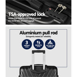 Wanderlite 3 Set Luggage 20-24-28 Inch Suitcase with TSA Lock Carry On Hard Shell Travel Luggage Organiser Case Black - Top-Down View