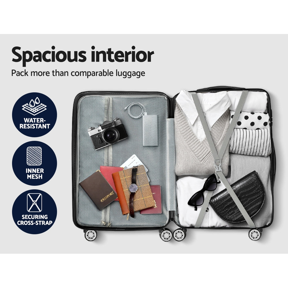 Wanderlite 3 Set Luggage 20-24-28 Inch Suitcase with TSA Lock Carry On Hard Shell Travel Luggage Org