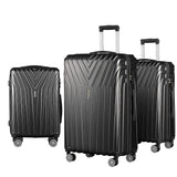 Wanderlite 3 Set Luggage 20-24-28 Inch Suitcase with TSA Lock Carry On Hard Shell Travel Luggage Organiser Case Black - Close-Up Angle