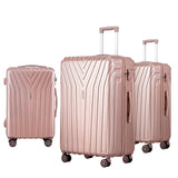 Wanderlite 3 Set Luggage 20-24-28 Inch Suitcase with TSA Lock Carry On Hard Shell Travel Luggage Organiser Case Pink - Close-Up Angle