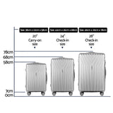 Wanderlite 3 Set Luggage 20-24-28 Inch Suitcase with TSA Lock Carry On Hard Shell Travel Luggage Org