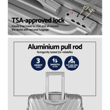 Wanderlite 3 Set Luggage 20-24-28 Inch Suitcase with TSA Lock Carry On Hard Shell Travel Luggage Organiser Case Silver - Top-Down View