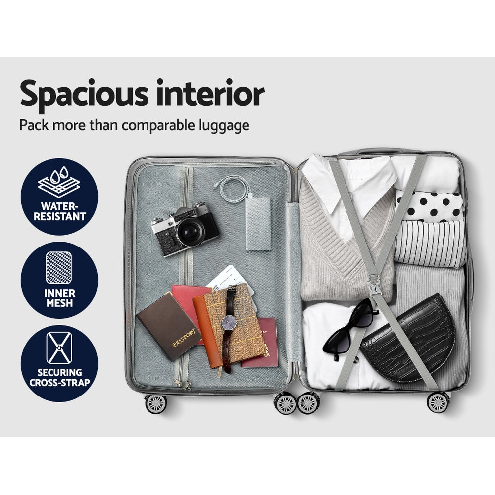 Wanderlite 3 Set Luggage 20-24-28 Inch Suitcase with TSA Lock Carry On Hard Shell Travel Luggage Org