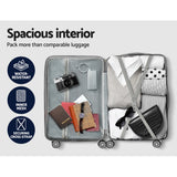 Wanderlite 3 Set Luggage 20-24-28 Inch Suitcase with TSA Lock Carry On Hard Shell Travel Luggage Organiser Case Silver - Close-Up Angle