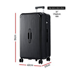 Wanderlite 32" Trunk Luggage Suitcase Travel 5 Wheels Type-C Port TSA Black