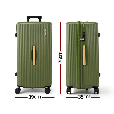 Wanderlite 28" Modern Vertical Trunk Luggage Suitcase Travel 5 Wheels Type-C TSA Olive Green, image 2