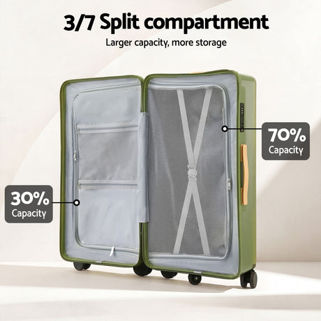 Wanderlite 28" Modern Vertical Trunk Luggage Suitcase Travel 5 Wheels Type-C TSA Olive Green, image 5