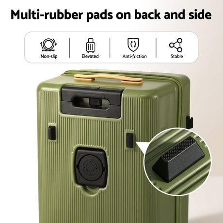 Wanderlite 28" Modern Vertical Trunk Luggage Suitcase Travel 5 Wheels Type-C TSA Olive Green, image 10