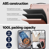 Wanderlite 28-inch Luggage Set with TSA Lock?ABS Hard Shell Travel Suitcase Organiser Luggage Case Rose Gold