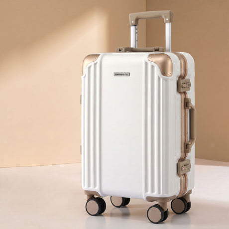 Wanderlite 20 inch white and gold aluminium frame carry on suitcase, image 9
